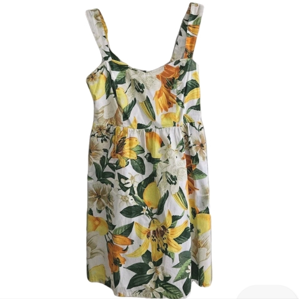 Marled Brand Lemon Floral Tropical Dress Sundress Yellow White Green
